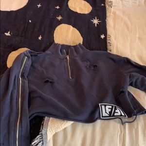 navy blue lf destressed cropped sweatshirt